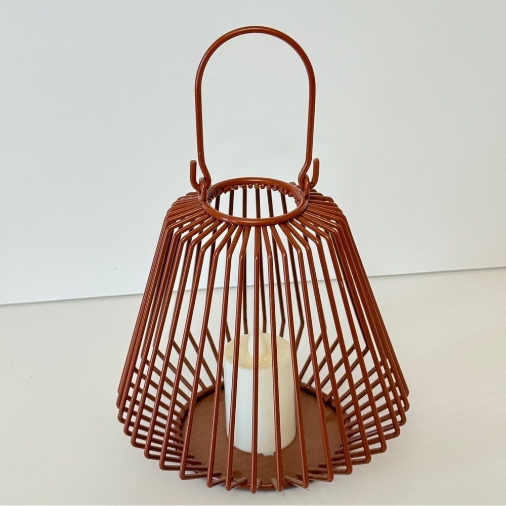 Candle Holder Orange Wire Electric Candle Home Decor Long Soft Glow In/Outdoors